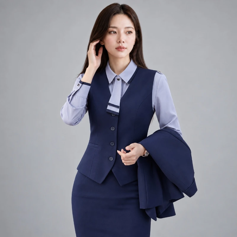 平價女西裝馬甲 OL背心 WCPJ08 側面穿搭展示