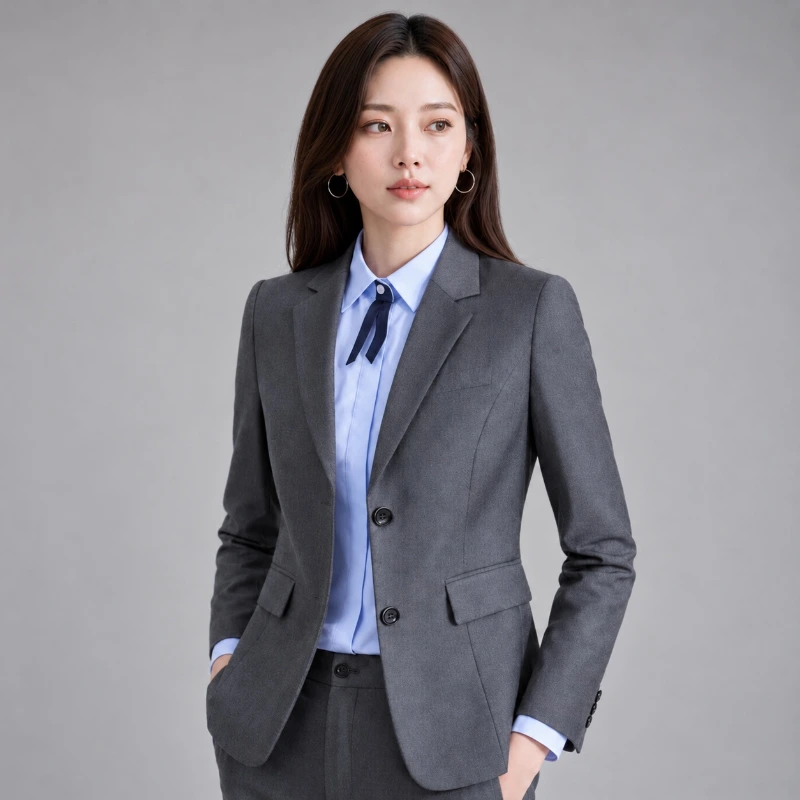 平價女西裝外套(雙釦修身)深灰色/藍色 專業場合必備 細節圖9