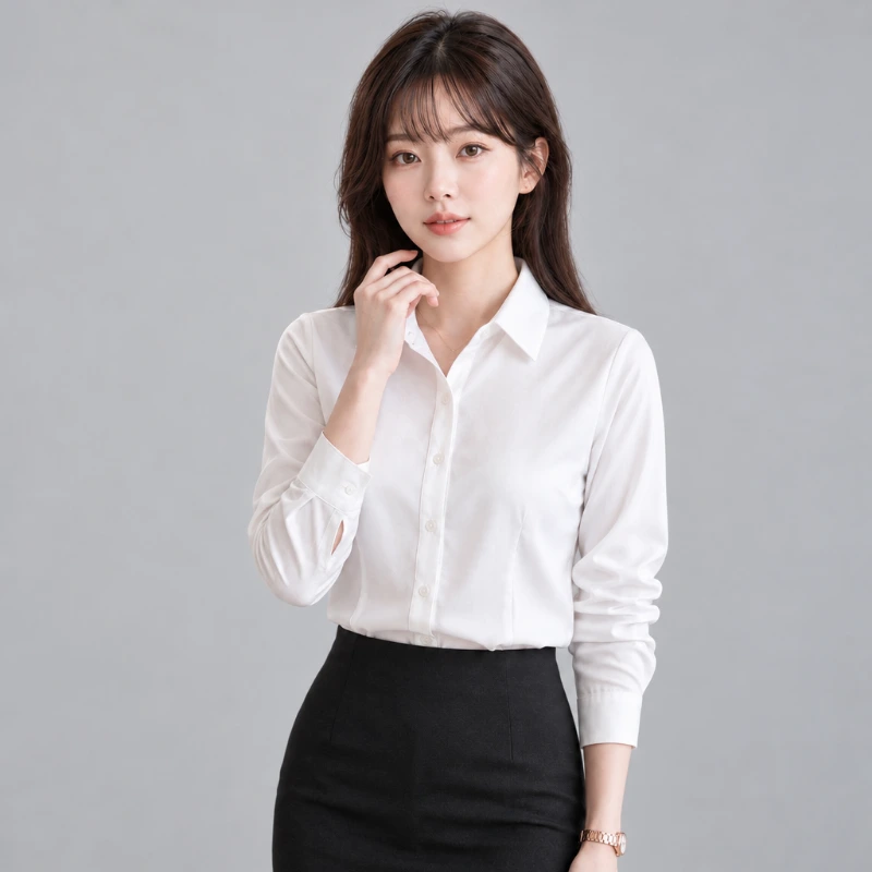 平價白襯衫女  (修身版 雪紡款抗皺免燙)WCPS03 背面展示